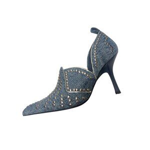 Jeffrey Campbell Spangled Denim Silver Stud Stiletto High Heels